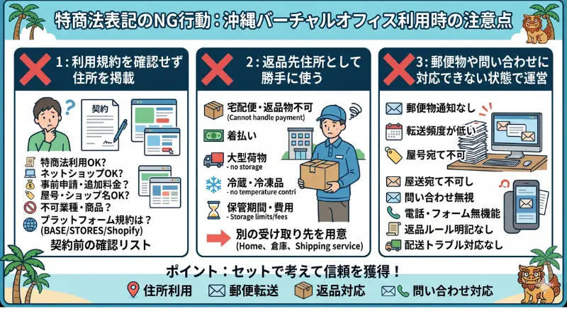 特商法表記でバーチャルオフィスを使うときのNG行動
