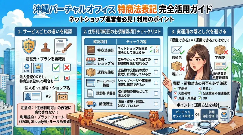 沖縄のバーチャルオフィスは特商法表記に使える？