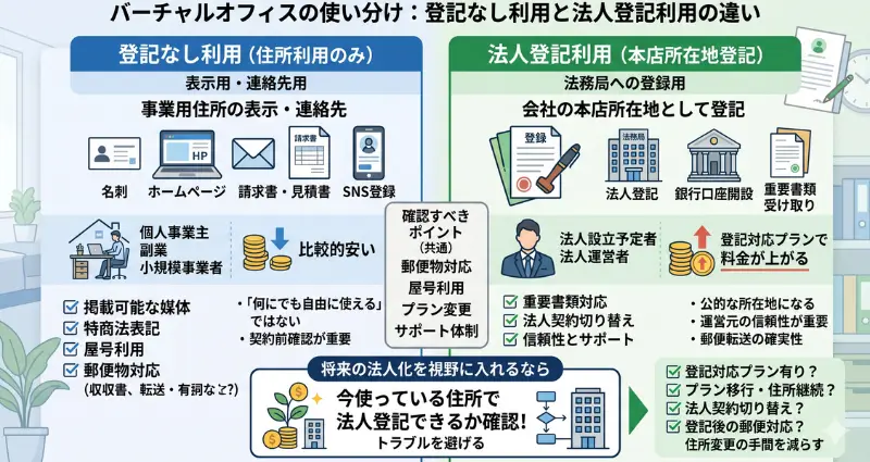 登記なし利用と法人登記利用の違い