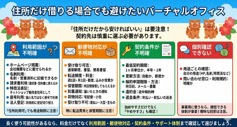 住所だけ借りる場合でも避けたいバーチャルオフィス