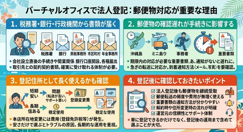 法人登記で使う場合に郵便物対応が重要な理由