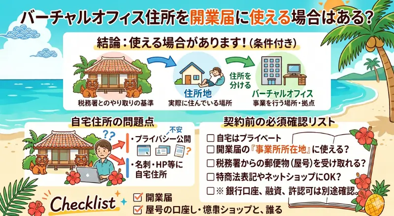 バーチャルオフィス住所を開業届に使える場合はある？